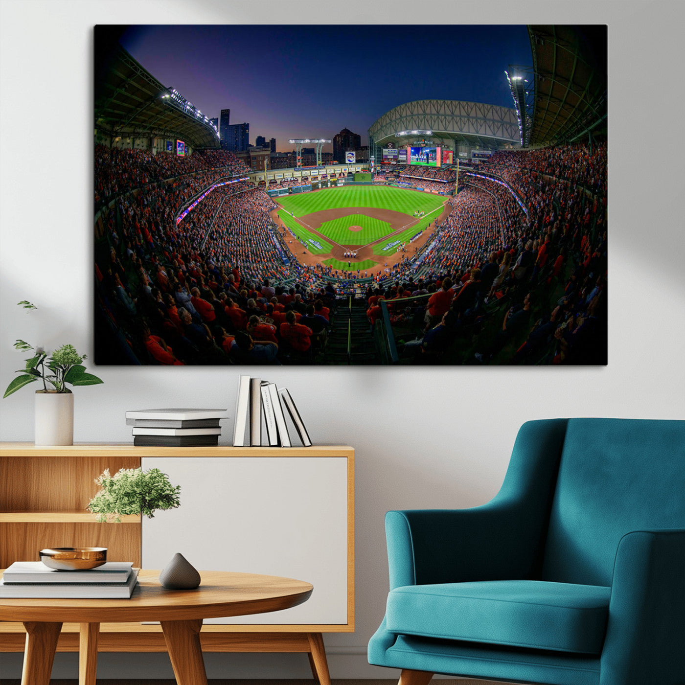 44322-MGV-CV-36X24-Minute Maid Park Wall Art Canvas Print, Framed Houston Astros Stadium Art Picture Print, Houston Astros Field Perfect Sports Room