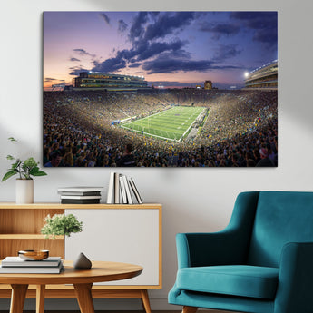 50825-MGV-CV-36X24-Notre Dame Stadium Wall Art Canvas Print, Framed Indiana Stadium Art Picture Print, Football Stadium Perfect Sports Room Decor