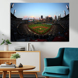 67670-MGV-CV-36X24-PNC Park Stadium Wall Art Canvas Print, Framed Pittsburgh Pirates Stadium Art Picture Print, PNC Park Field Perfect Sport Room