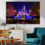 79435-MGV-CV-36X24-Disney Castle Wall Art Canvas Print, Framed Magic Kingdom Art Picture Print, Disney World Perfect Child Room Decor Artwork