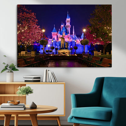 79435-MGV-CV-36X24-Disney Castle Wall Art Canvas Print, Framed Magic Kingdom Art Picture Print, Disney World Perfect Child Room Decor Artwork