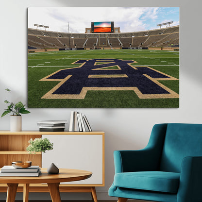 52835-MGV-CV-36X24-Notre Dame Stadium Wall Art Canvas Print, Framed Indiana Stadium Art Picture Print, Notre Dame Field Perfect Sport Room Decor