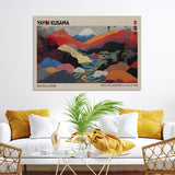 49228-MGV-FC-93X47-3P_Black-Kusama Wall Art – Vibrant Japanese Landscape Canvas Print, Modern Abstract Mountain and River Decor for Living Room, Office or Art