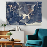 28282-MGV-CV-36X24-Blue Abstract Wall Art – Modern Ink Swirl Canvas Print, Contemporary Navy and Gold Painting for Living Room, Bedroom, Office or