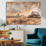 FARM2-MGV-CV-36X24-Rustic Farmhouse Wall Art Canvas Print, Framed Old Barn Art Picture Print, Southwestern Farmhouse Perfect Rustic Decor Artwork