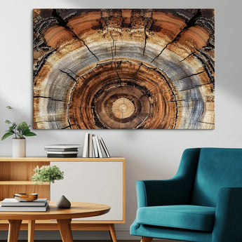 15184146-MGV-CV-36X24-Tree Rings Wall Art Canvas Print, Framed Wood Texture Art Picture Print, Rustic Pattern Perfect Rustic Organic Decor Artwork