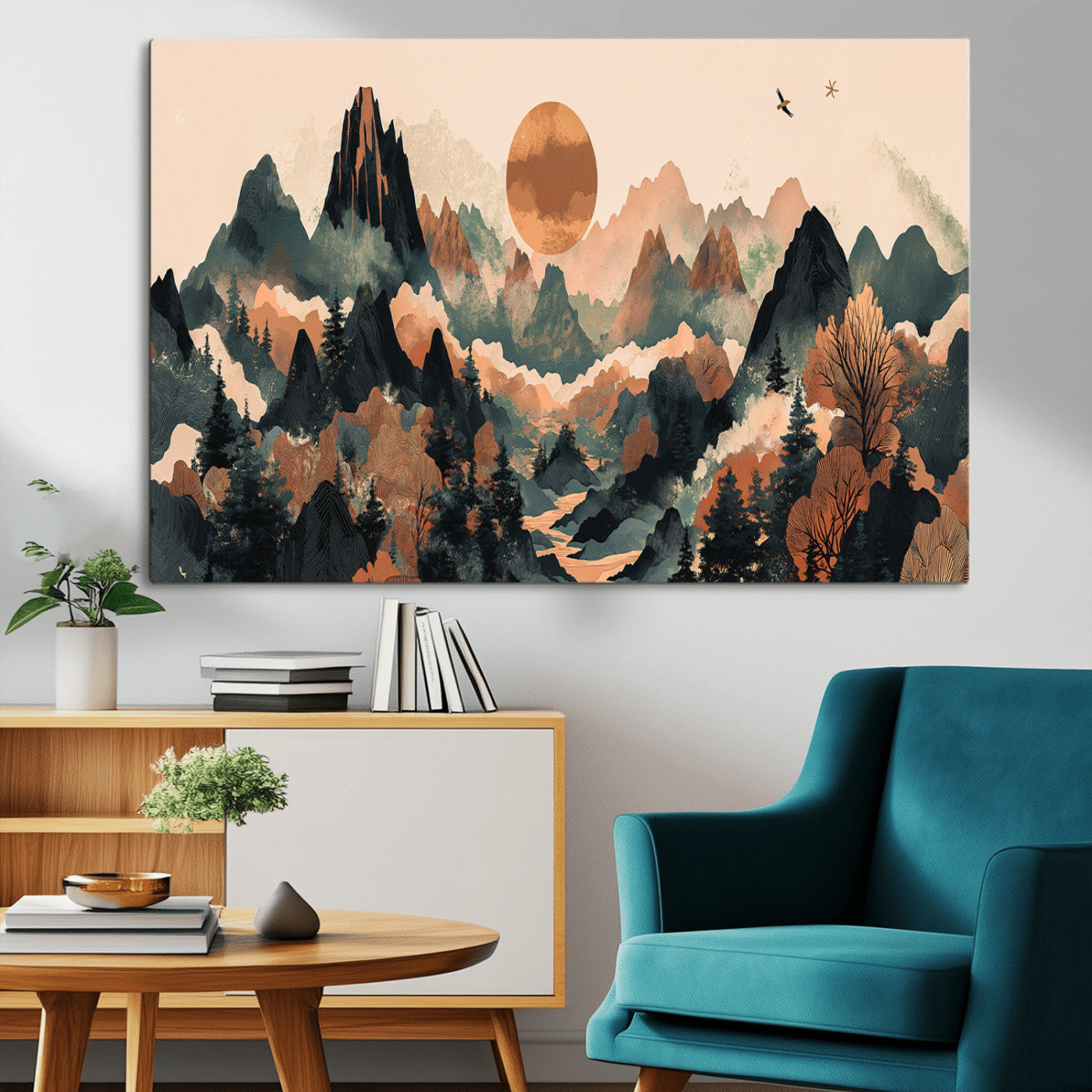 46509506-MGV-CV-36X24-Mountain Wall Art – Sunset Canvas Print, Nature Inspired Artwork, Scenic Wall Decor for Living Room, Bedroom, Office