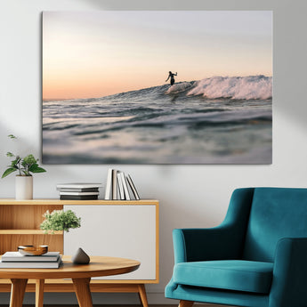 58502923-MGV-CV-36X24-Wave Rider Wall Art Canvas Print, Framed Ocean Wave Art Picture Print, Riding Surf Perfect Sunset Surf Decor Artwork