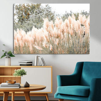 21826392-MGV-CV-36X24-Pampas Grass Wall Art Canvas Print, Framed Soft Pampas Art Picture Print, Pastel Grasses Perfect Soft Neutral Boho Decor Artwork