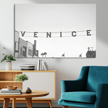 68254589-MGV-CV-36X24-Venice Sign Wall Art Canvas Print, Framed Venice Letters Art Picture Print, Los Angeles Perfect Minimalist Urban Decor Artwork