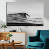 24029476-MGV-CV-36X24-Black Wave Wall Art Canvas Print, Framed Abstract Surf Art Picture Print, Minimalist Ocean Perfect Minimalist Coastal Decor