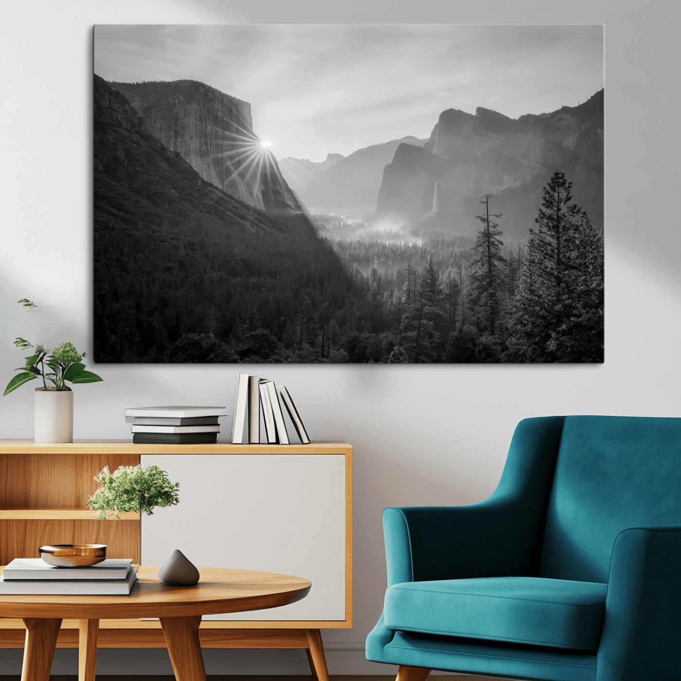 39278955-MGV-CV-36X24-Yosemite Valley Wall Art Canvas Print, Framed El Capitan Art Picture Print, Misty Mountain Perfect Modern Rustic Decor Artwork