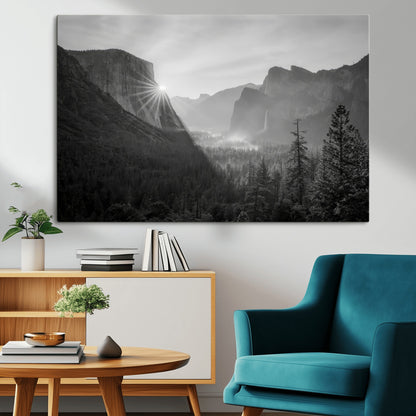 39278955-MGV-CV-36X24-Yosemite Valley Wall Art Canvas Print, Framed El Capitan Art Picture Print, Misty Mountain Perfect Modern Rustic Decor Artwork