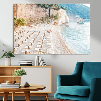 84816639-MGV-CV-36X24-Mediterranean Beach Wall Art Canvas Print, Framed Airy Coastal Art Picture Print, Summer Shore Perfect Coastal Retreat Decor