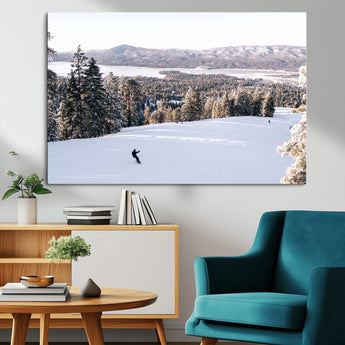 79857868-MGV-CV-36X24-Snowy Mountain Wall Art Canvas Print, Framed Ski Slope Art Picture Print, Winter Forest Perfect Modern Rustic Decor Artwork
