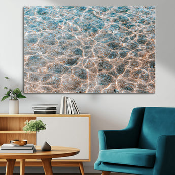 26580287-MGV-CV-36X24-Clear Water Wall Art Canvas Print, Framed Sunlit Ripples Art Picture Print, Ocean Texture Perfect Modern Coastal Decor Artwork