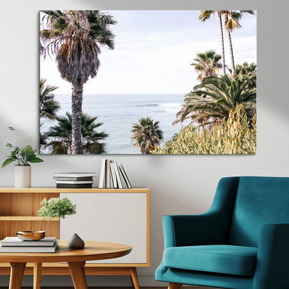 51404565-MGV-CV-36X24-Palm Trees Wall Art Canvas Print, Framed Ocean Breeze Art Picture Print, Coastal View Perfect Tropical Coastal Decor Artwork