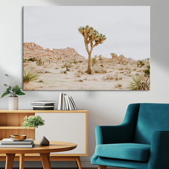 67109959-MGV-CV-36X24-Joshua Tree Wall Art Canvas Print, Framed Neutral Desert Art Picture Print, Earthy Landscape Perfect Neutral Boho Decor Artwork