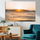 16973771-MGV-CV-36X24-Calm Water Wall Art Canvas Print, Framed Sunset Waves Art Picture Print, Coastal Warmth Perfect Warm Minimalist Decor Artwork