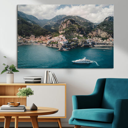 20321590-MGV-CV-36X24-Amalfi Coast Wall Art Canvas Print, Framed Italy Travel Art Picture Print, Mediterranean Landscape Perfect Mediterranean Coastal