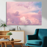 22874890-MGV-CV-36X24-Pastel Sky Wall Art Canvas Print, Framed Dreamy Cloudscape Art Picture Print, Sunset Glow Perfect Minimalist Serenity Decor