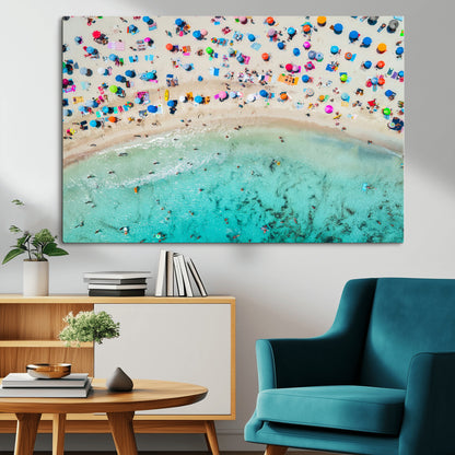76172085-MGV-CV-36X24-Tropical Shoreline Wall Art Canvas Print, Framed Beach Relaxing Art Picture Print, Aerial Summer Perfect Coastal Vibrant Decor