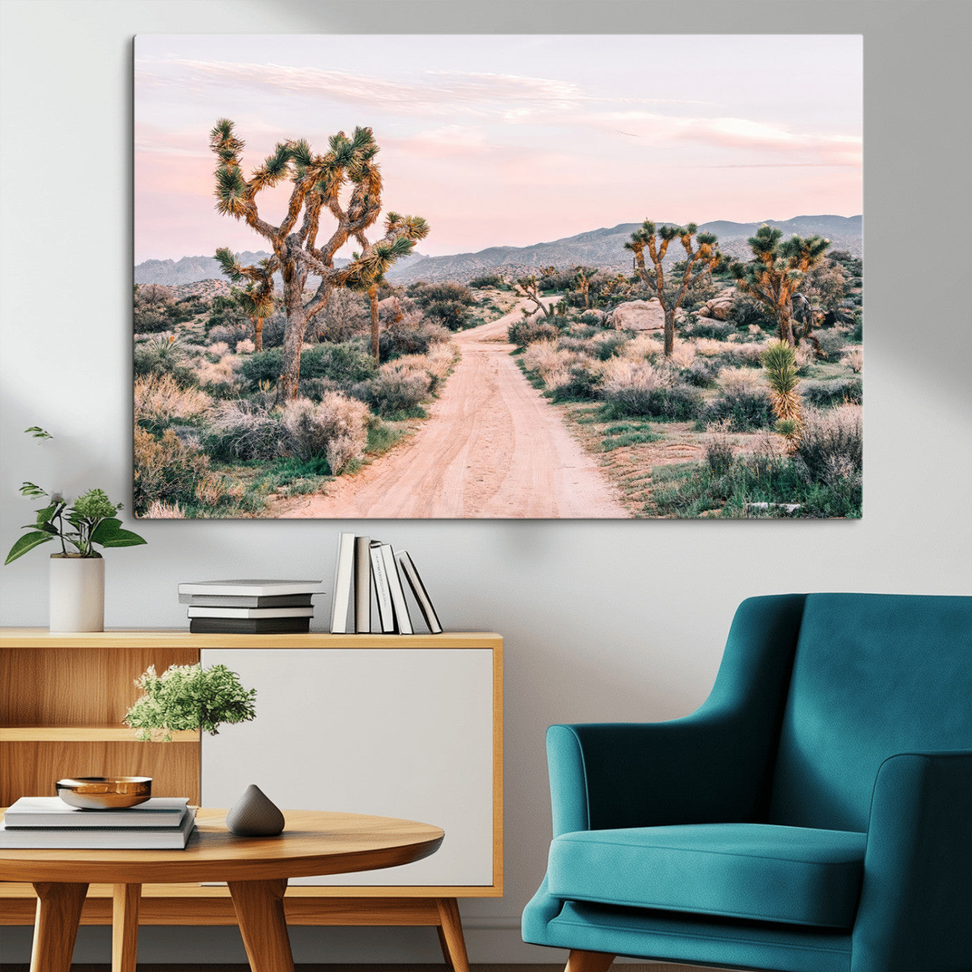12540952-MGV-CV-36X24-Joshua Tree Park Wall Art Canvas Print, Framed Desert Road Art Picture Print, Sunset Drive Perfect Southwestern Boho Decor Artwork