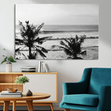 17508038-MGV-CV-36X24-Tropical Coastline Wall Art Canvas Print, Framed Palm Trees Art Picture Print, Ocean Waves Perfect Minimalist Coastal Decor