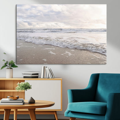 70596264-MGV-CV-36X24-Ocean Waves Wall Art Canvas Print, Framed Coastal Shoreline Art Picture Print, Sea Foam Perfect Coastal Minimalist Decor Artwork