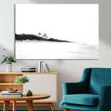 29611516-MGV-CV-36X24-Black White Beach Wall Art Canvas Print, Framed Palm Trees Art Picture Print, Monochrome Tropical Perfect Minimalist Coastal Decor