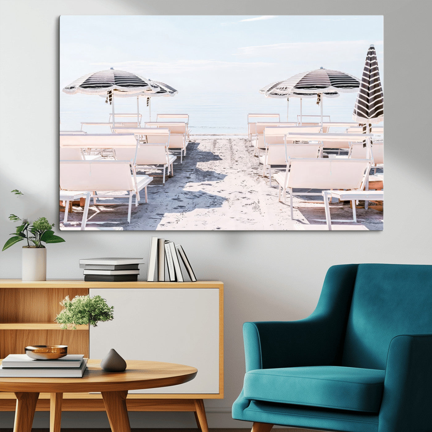 67623952-MGV-CV-36X24-Minimalist Beach Wall Art Canvas Print, Framed Pastel Sand Art Picture Print, Beach Aesthetic Perfect Coastal Minimalist Decor