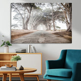 87090469-MGV-CV-36X24-Cypress Tunnel Wall Art Canvas Print, Framed Misty Road Art Picture Print, Foggy Trees Perfect Rustic Woodland Decor Artwork