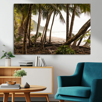 92093951-MGV-CV-36X24-Tropical Jungle Wall Art Canvas Print, Framed Palm Tree Forest Art Picture Print, Coastal Escape Perfect Jungle Retreat Decor