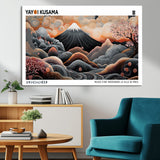 63125329-MGV-CV-36X24-Japanese Mt Fuji Wall Art – Surreal Ukiyo e Style Cherry Blossom Poster, Swirling Cloud Landscape Print, Modern Oriental Asian