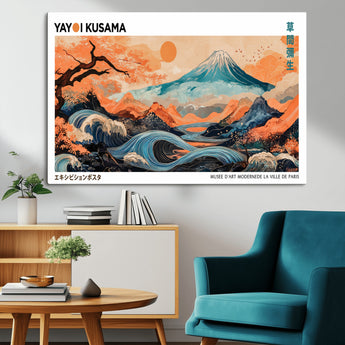 88785870-MGV-CV-36X24-Japanese Great Wave & Mt Fuji Wall Art – Ukiyo e Style Landscape Print with Flowing River, Autumn Mountain Poster, Oriental Asian