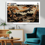96372548-MGV-CV-36X24-Japanese Landscape Wall Art Print – Mt. Fuji Poster with Bonsai Tree & River, Ukiyo-e Inspired Modern Japanese Artwork, Autumn