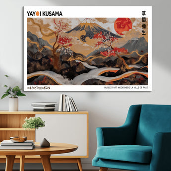85375874-MGV-CV-36X24-Mount Fuji Abstract Wall Art – Japanese Landscape Canvas Print, Cherry Blossom & Red Sun Painting, Elegant Modern Zen Asian Home