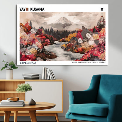 32352074-MGV-CV-36X24-Japanese Landscape Wall Art – Mount Fuji River Canvas Print, Modern Asian Inspired Nature Decor for Living Room, Bedroom, Office