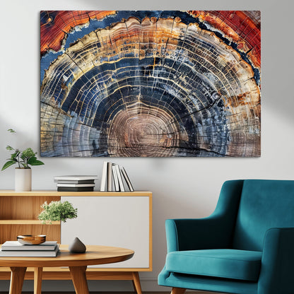 38987581-MGV-CV-36X24-Tree Ring Art Wall Art Canvas Print, Framed Rustic Wall Decor Art Picture Print, Nature Grain Print Perfect Modern Rustic Decor