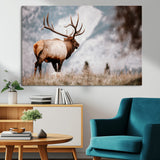 70489411-MGV-CV-36X24-Elk Photography Wall Art Canvas Print, Framed Mountain Wildlife Art Picture Print, Rustic Nature Decor Perfect Rustic Lodge Decor