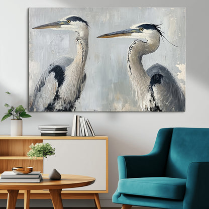 19427826-MGV-CV-36X24-Bird Canvas Decor Wall Art Canvas Print, Framed Coastal Bird Pair Art Picture Print, Minimalist Wildlife Wall Perfect Coastal