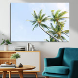 54719115-MGV-CV-36X24-Palm Trees Wall Art Canvas Print, Framed Tropical Aesthetic Art Picture Print, Coastal Serenity Perfect Tropical Minimalist Decor