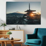 87729656-MGV-CV-36X24-Mount Fuji Wall Art Canvas Print, Framed Japan Travel Art Picture Print, Chureito Pagoda Perfect Zen Minimalism Decor Artwork