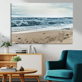 81812590-MGV-CV-36X24-Ocean Wall Art Wall Art Canvas Print, Framed Coastal Canvas Art Picture Print, Moody Seascape Perfect Coastal Minimalist Decor