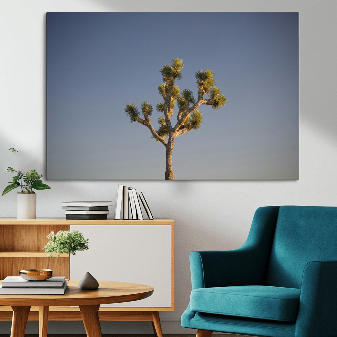 54552043-MGV-CV-36X24-Joshua Tree Art Wall Art Canvas Print, Framed Desert Landscape Art Picture Print, Southwestern Nature Perfect Southwestern Boho