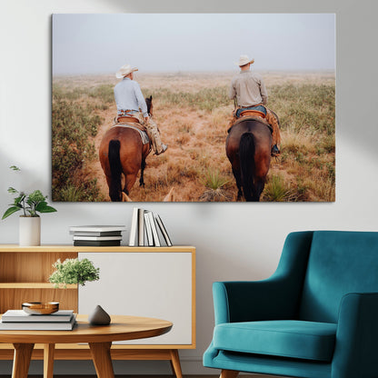 54943176-MGV-CV-36X24-Cowboy Wall Art Wall Art Canvas Print, Framed Western Canvas Art Picture Print, Rustic Ranch Scene Perfect Rustic Western Decor