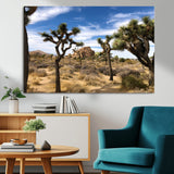 25722592-MGV-CV-36X24-Joshua Tree Desert Wall Art Canvas Print, Framed Southwestern Nature Art Picture Print, Rustic Earth Tones Perfect Southwestern