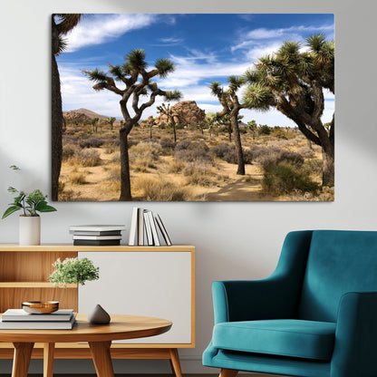 25722592-MGV-CV-36X24-Joshua Tree Desert Wall Art Canvas Print, Framed Southwestern Nature Art Picture Print, Rustic Earth Tones Perfect Southwestern