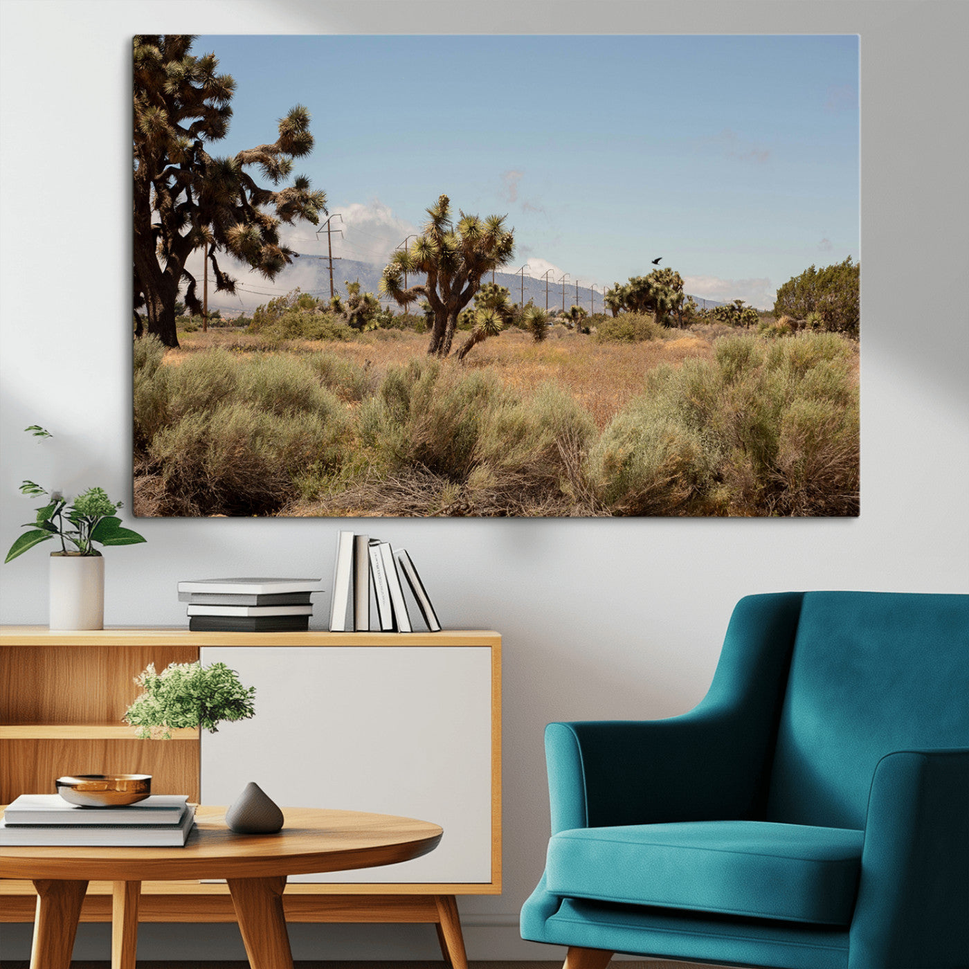 16114018-MGV-CV-36X24-Joshua Tree Wall Art Canvas Print, Framed Desert Landscape Art Picture Print, Mountain Horizon Perfect Southwestern Boho Decor