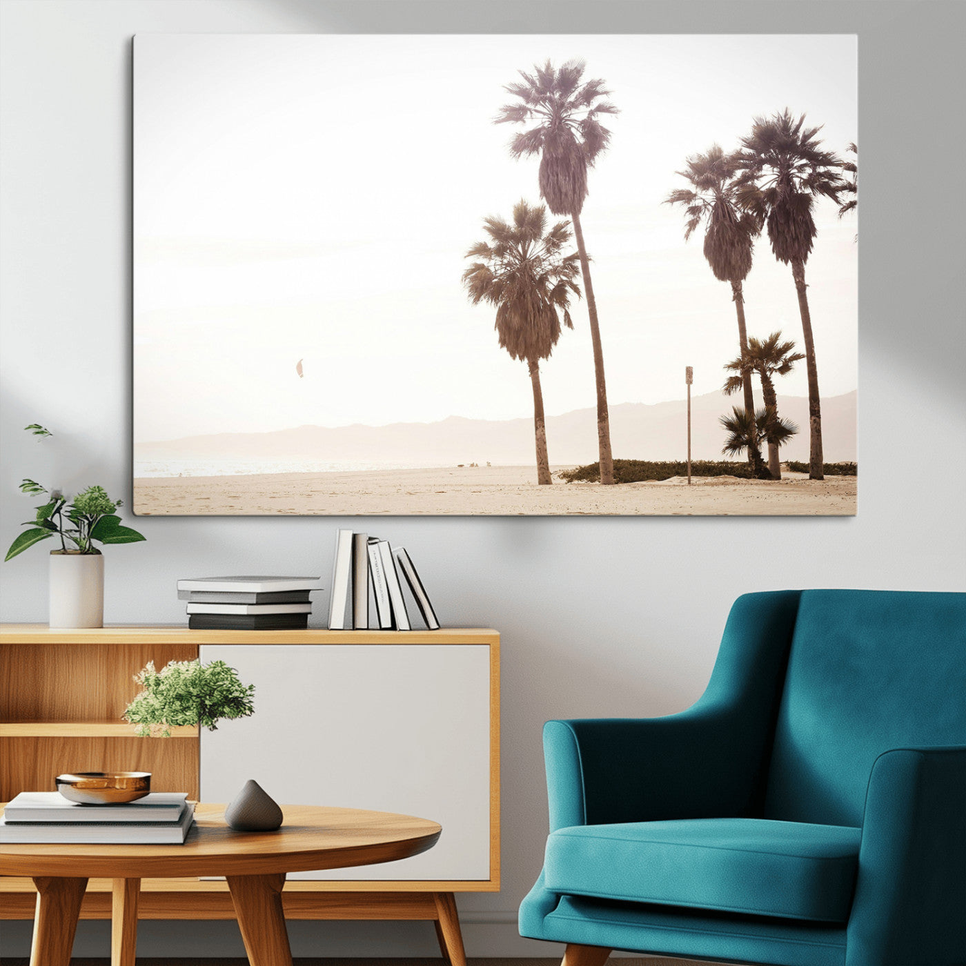 48255923-MGV-CV-36X24-Coastal Light Wall Art Canvas Print, Framed Relaxing Shoreline Art Picture Print, Minimalist Ocean Perfect Tropical Serenity Decor
